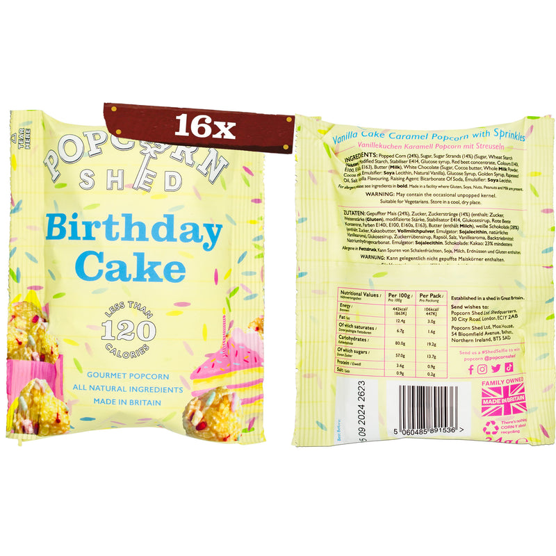 Birthday Cake Popcorn Snack Packs | 16 Pack