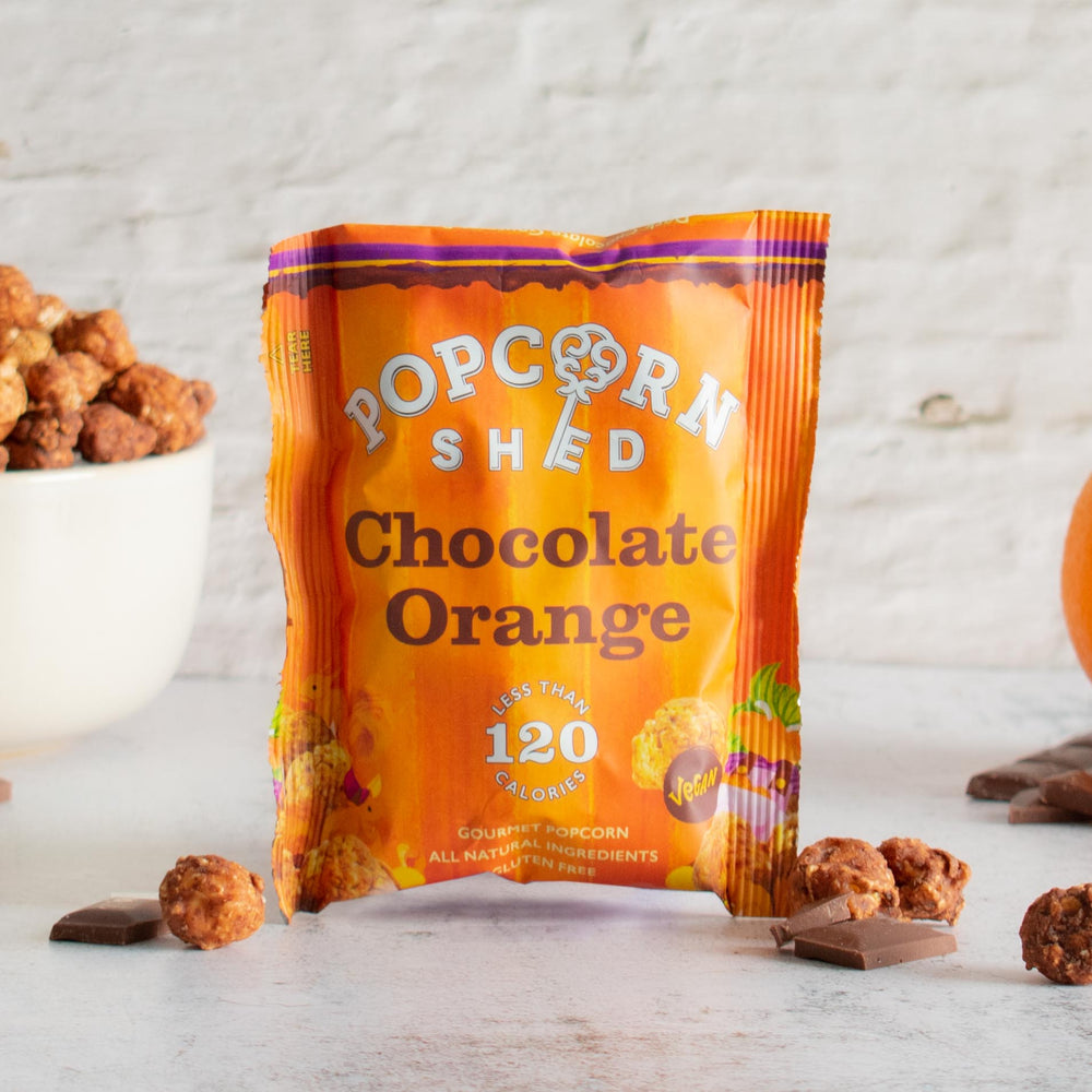 Chocolate Orange Popcorn Snack Packs | 16 Pack